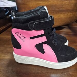 Vibrant Pink and Black Kids Sneakers